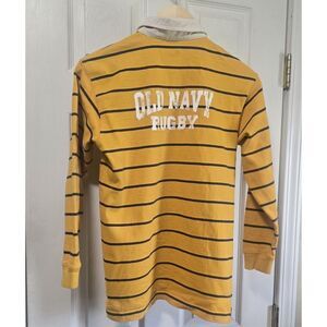 Boys Striped Rugby Polo Shirt sz 12 Old Navy Long Sleeve Cotton Vintage